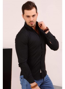 Noktacıklı Siyah Gömlek