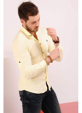 Kabartma Desenli Sarı Gömlek