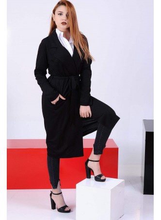 Siyah Kuşaklı Trençkot