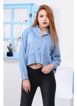 Büyük Cep Mavi Gömlek