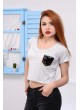 Pullu Cep Beyaz T-shirt