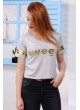 Sweet Altın Baskılı Gri T-shirt