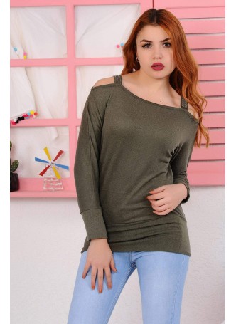Omuz Taşlı Haki Bluz