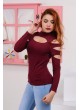 Kesikli Bordo Bluz