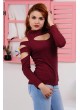 Kesikli Bordo Bluz