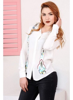 İşlemeli Beyaz Gömlek
