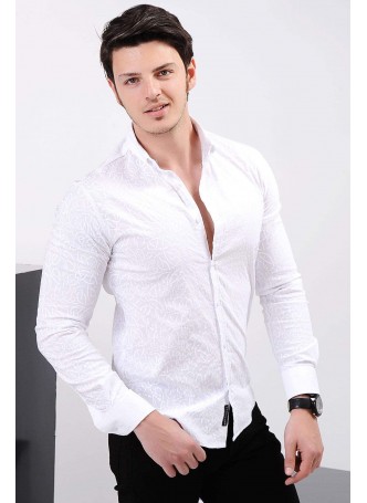 Desenli Beyaz Gömlek