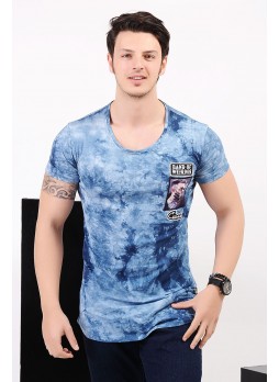 Armalı desenli Açık Mavi T-Shirt