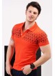 Polo Yaka Desenli Turuncu T-Shirt