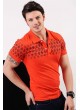 Polo Yaka Desenli Turuncu T-Shirt