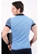Polo Yaka Desenli Açık Mavi T-Shirt