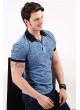 Polo Yaka Desenli Açık Mavi T-Shirt