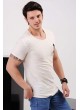 Fermuarlı Cep Krem T-Shirt
