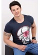 Kuru Kafa Baskılı Lacivert T-Shirt