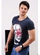Kuru Kafa Baskılı Lacivert T-Shirt