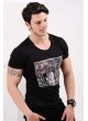 Kabartma Baskılı Siyah T-shirt