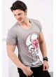 Kurukafa Baskılı Gri T-shirt
