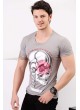 Kurukafa Baskılı Gri T-shirt