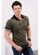 Desenli Polo Yaka Haki T-shirt