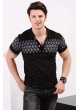 Desenli Polo Yaka Siyah T-shirt