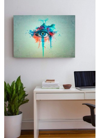 Özel Çizim Renkli Göz Kanvas Tablo 