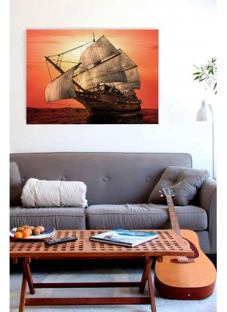 Özel Çizim Gemi Kanvas Tablo