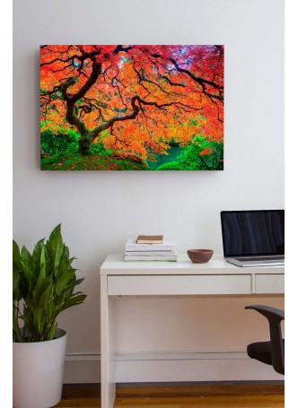 Özel Dekoratif Kırmızı Ağaç Kanvas Tablo 