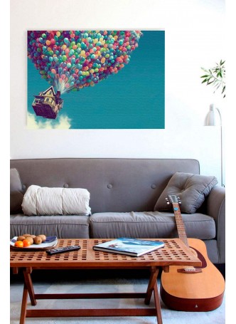Özel Dekoratif Balonlu Ev Kanvas Tablo