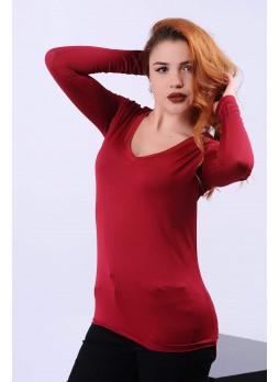 V Yaka Kırmızı Bluz