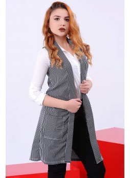Cepli Çizgili Yelek