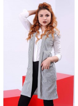 Cepli Çizgili Yelek