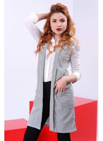 Cepli Çizgili Yelek