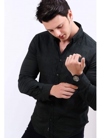 Kabartma Kareli Haki Gömlek