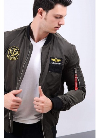 Armalı Haki Bomber Ceket