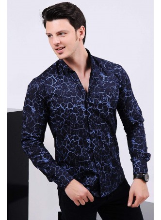 Kaligrafi Lacivert Gömlek
