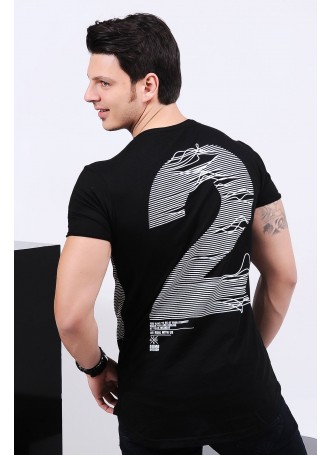 Çift Yön Baskılı Siyah T-shirt