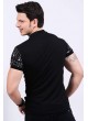 Desenli Polo Yaka Siyah T-shirt
