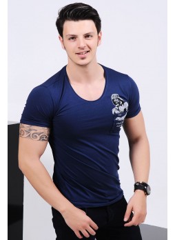 Darth Vader Baskılı Lacivert T-shirt