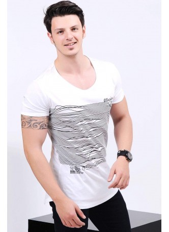 Çift Yön Baskılı Beyaz T-shirt