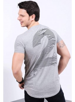 Çift Yön Baskılı Gri T-shirt