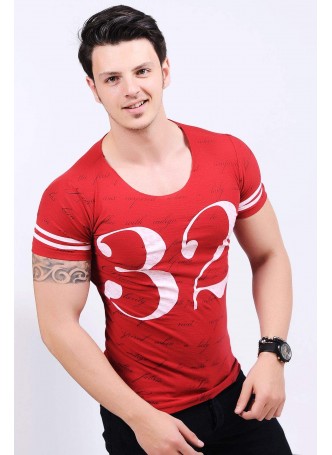 32 Baskılı Kırmızı T-shirt