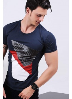 Baskılı Lacivert T-shirt