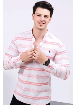 Pembe Çizgili Hakim Yaka Gömlek