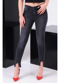 Kesik Paça Siyah Denim