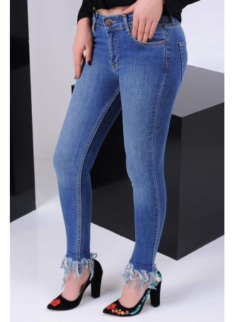 Püskül Paça Mavi Denim