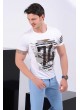 74 Baskılı Beyaz T-shirt