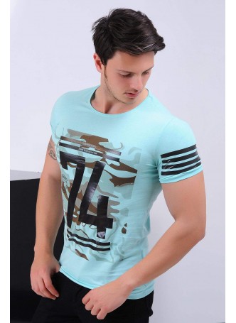 74 Baskılı Nil Yeşili T-shirt