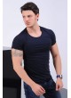Kesik Cep Lacivert T-Shirt
