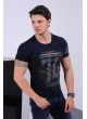 74 Baskılı Lacivert T-shirt