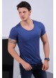Kesik Cep Mavi T-shirt